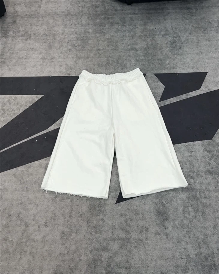 Wholesale OEM koton bout pantalon limyè blan volan culottes elastik ren janm lajè Kornit DTG enprime