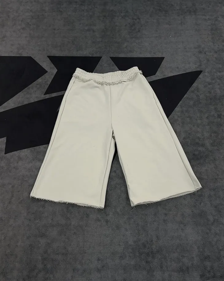Wholesale bout pantalon koton OEM Off Blan Volan Culottes Tay elastik Wide Janm Kornit DTG PrintWholesale OEM Bout pantalon koton Off Blan Volan Culottes Tay elastik Wide Leg Kornit DTG Print